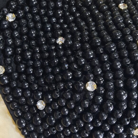 Black Pearl Type Push Up Bra With Rhinestones Small Corset Bustier Crop Top - Picture 4 of 7